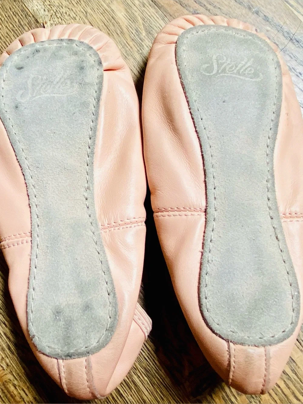Girls Leather Pink/nude Ballet Flats with Elastic Strap